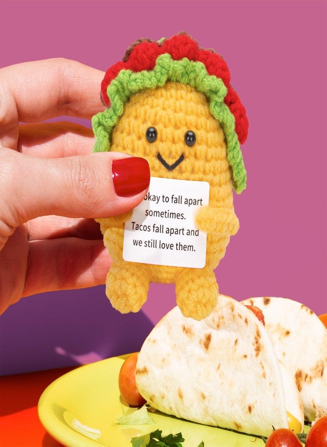 A AIFAMY Positive Crochet Taco, Funny Emotional Taco, Cute Crochet Potato Partner Toy with Positive Card Funny Gag Gifts for Best Friend Birthday Christmas - Image 4